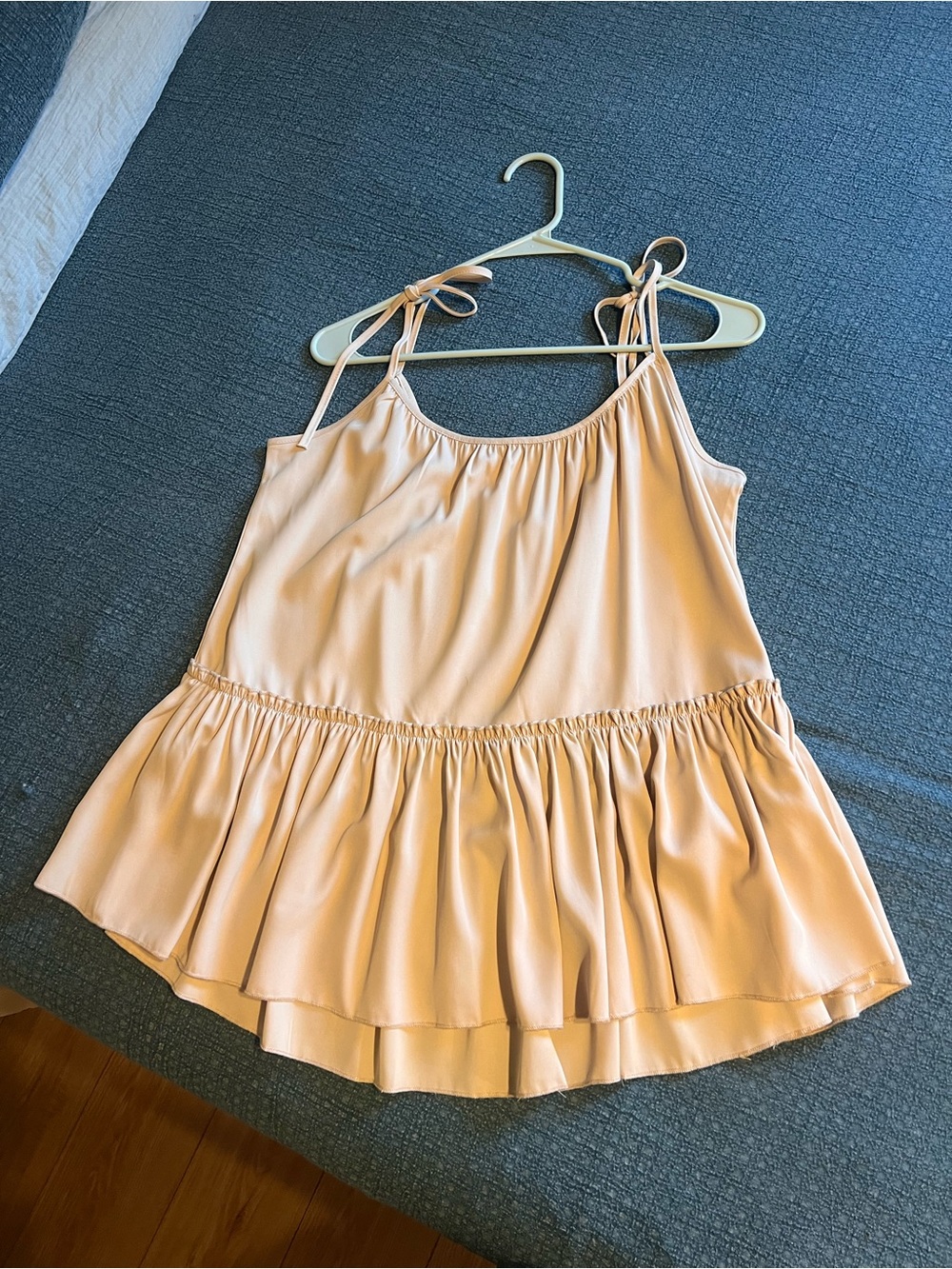 Mazik Light Peach Ruffled Tie-Shoulder Tank From Ft Worth Stockyards